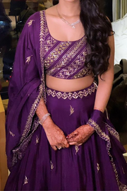 Prathyusha Garimella Purple Embroidered Lehenga