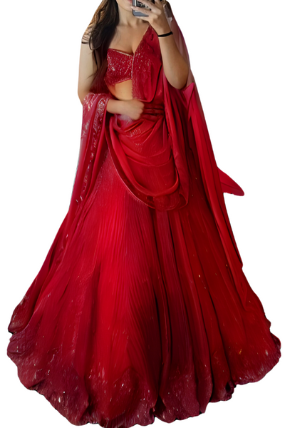 Ishq red lehenga set