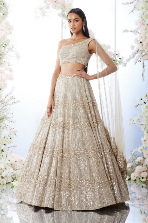 Champagne Sequin Lehenga Set