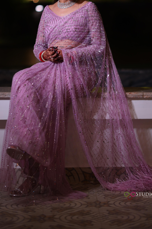 Kiasa Lavender embellished saree