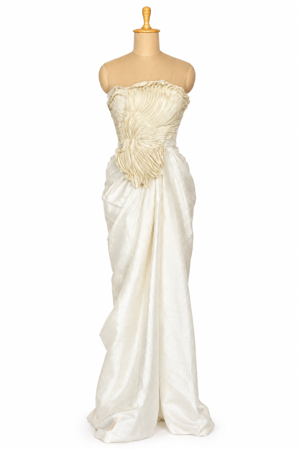 Amit Aggarwal Ivory strapless draped gown
