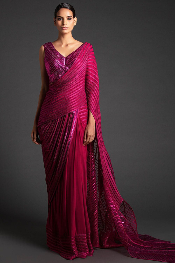 Amit Aggarwal sari with a metallic palla