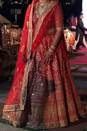 Sabyasachi red bridal embroidered lehenga