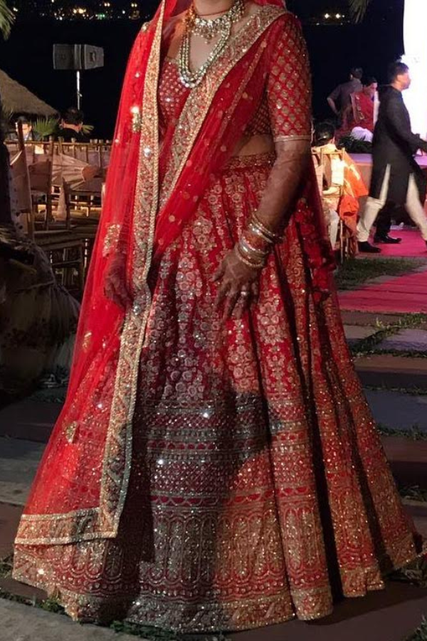 Sabyasachi red bridal embroidered lehenga