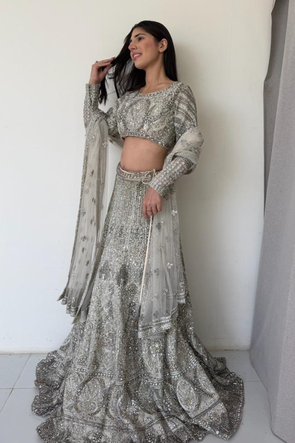 Silver Embellished lehenga set