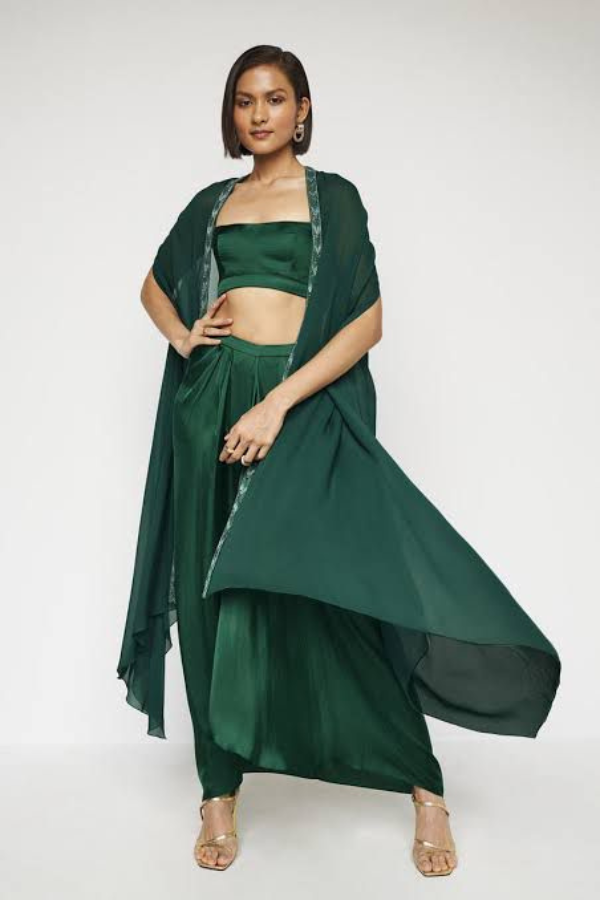 Anita Dongre skirt with bustier and cape set
