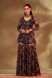 Baise Gaba blue printed sharara set