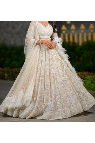 Falguni Shane Peacock ivory embellished lehenga