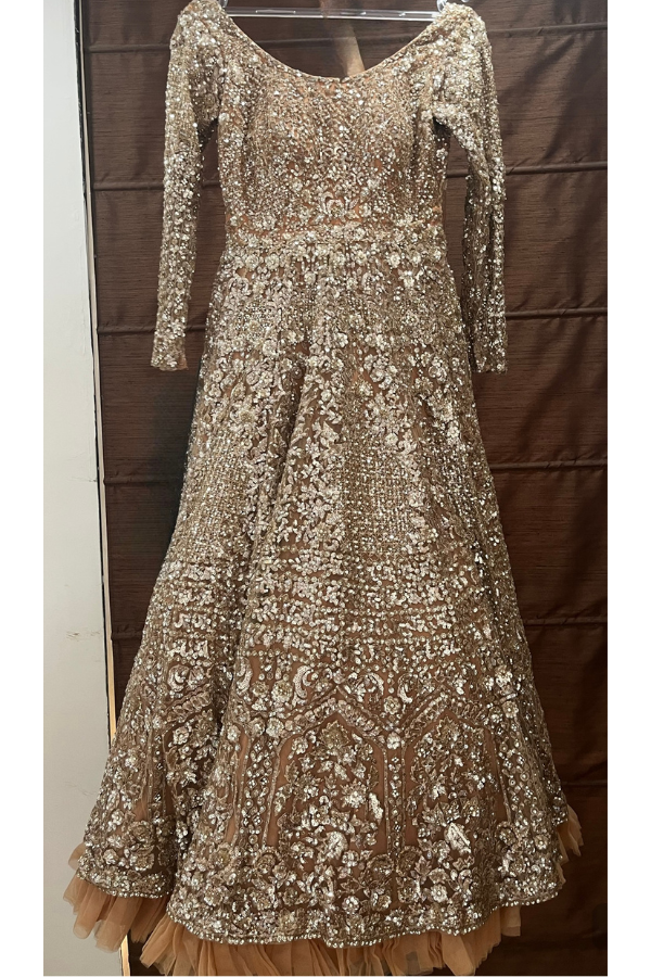 Seema gujral Peach Embroidered gown