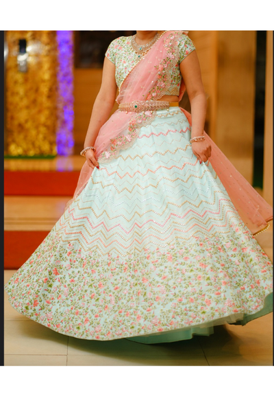 Chamee and Palak Embroidered Lehenga