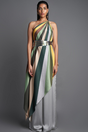 Amit Aggarwal Emerald Sunray Asymmetrical Draped Top