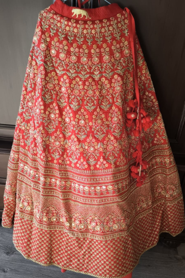 Sabyasachi red embroidered lehenga set