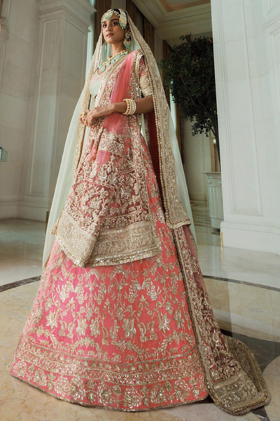 Manish Malhotra coral pink lehenga