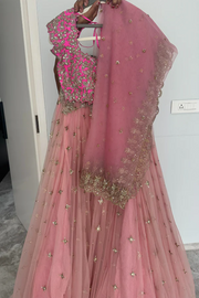 Pink embroidered lehenga set