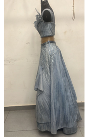 Gaurav Gupta Sea blue sculpted lehenga set