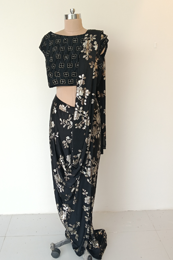 Draped floral Dhoti Saree