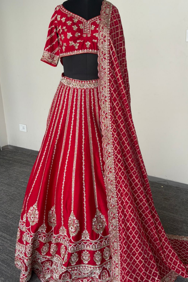 KALKI FASHION CRIMSON RED BRIDAL LEHENGA SET