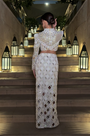 Manish Malhotra White embellished skirt with a heavy blouse