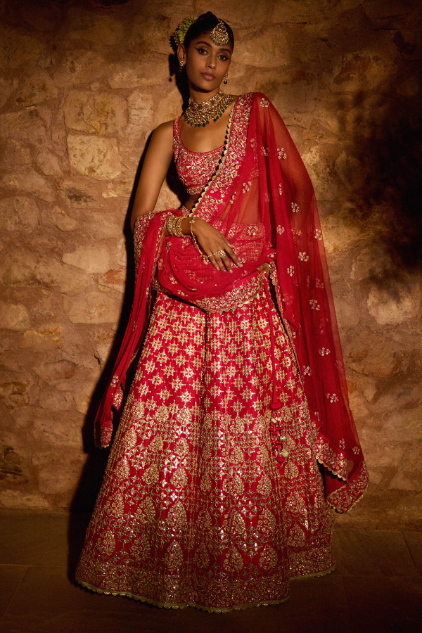 Anita Dongre Red embroidered lehenga set