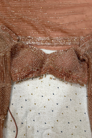 Swish by Dolcy & Simran Rose Gold Embellished lehenga