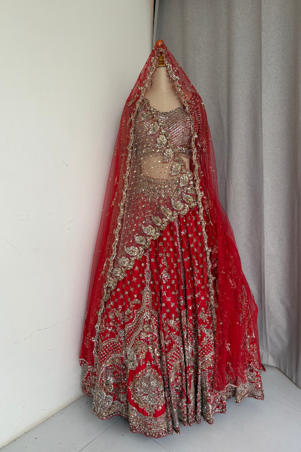 Red Embroidery Lehenga set