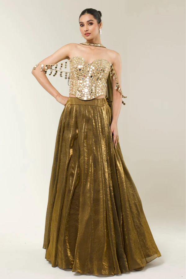 Mirror Work Corset lehenga