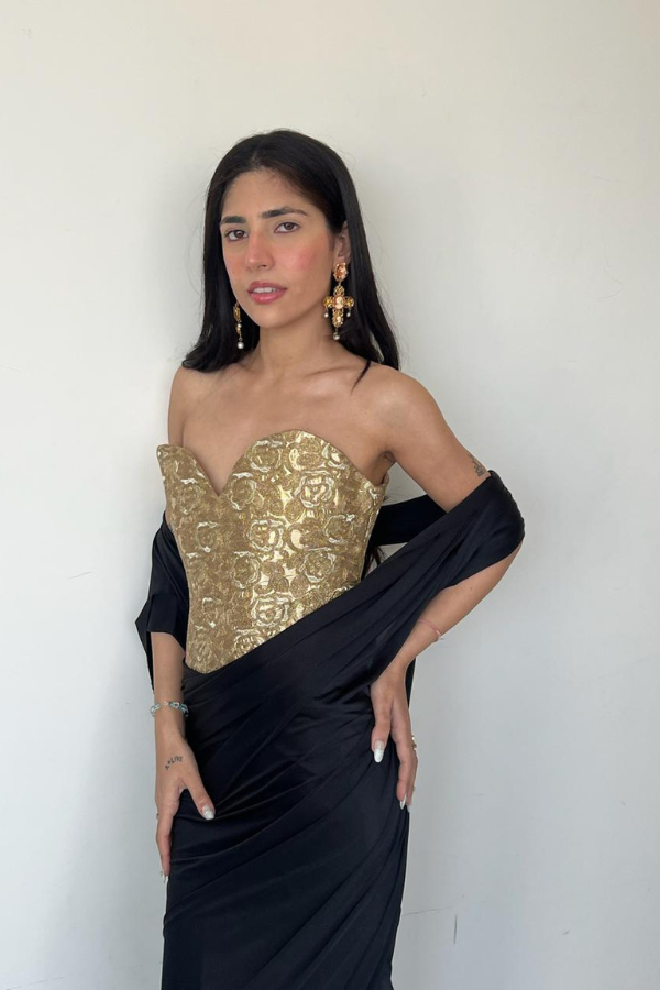 Gold Brocade Corset saree