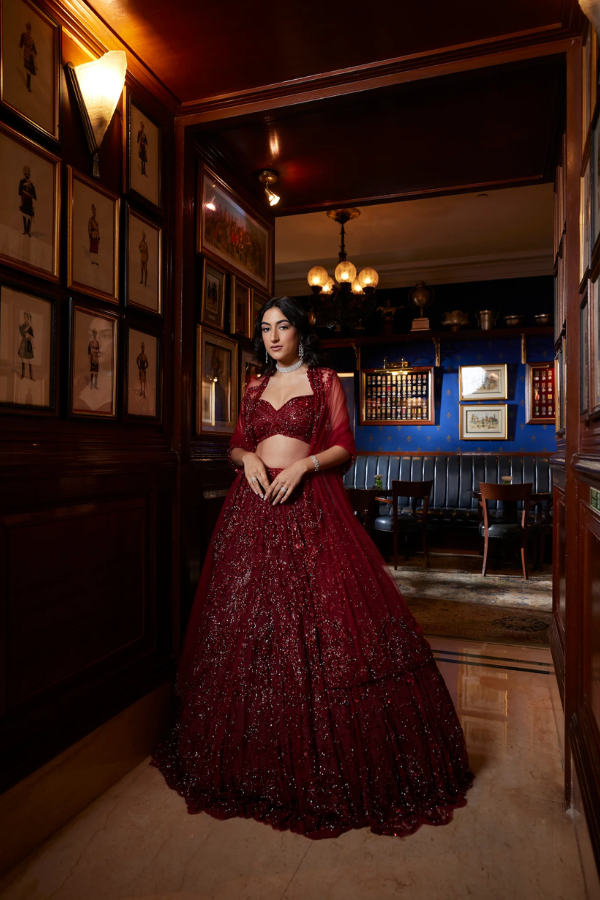 Surabhi Chopra Red embellished lehenga