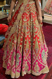 RAH red & pink embroidered lehenga