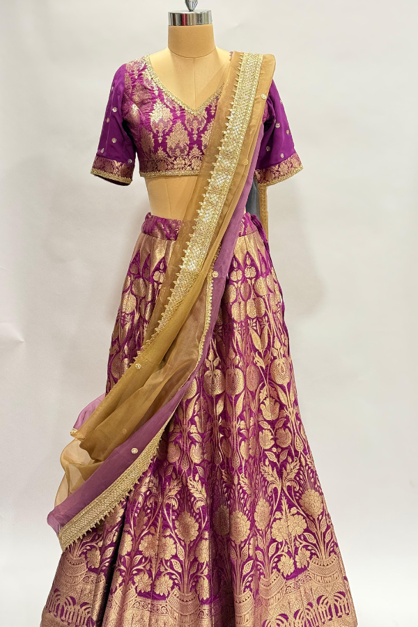 Purple Brocade Lehenga set