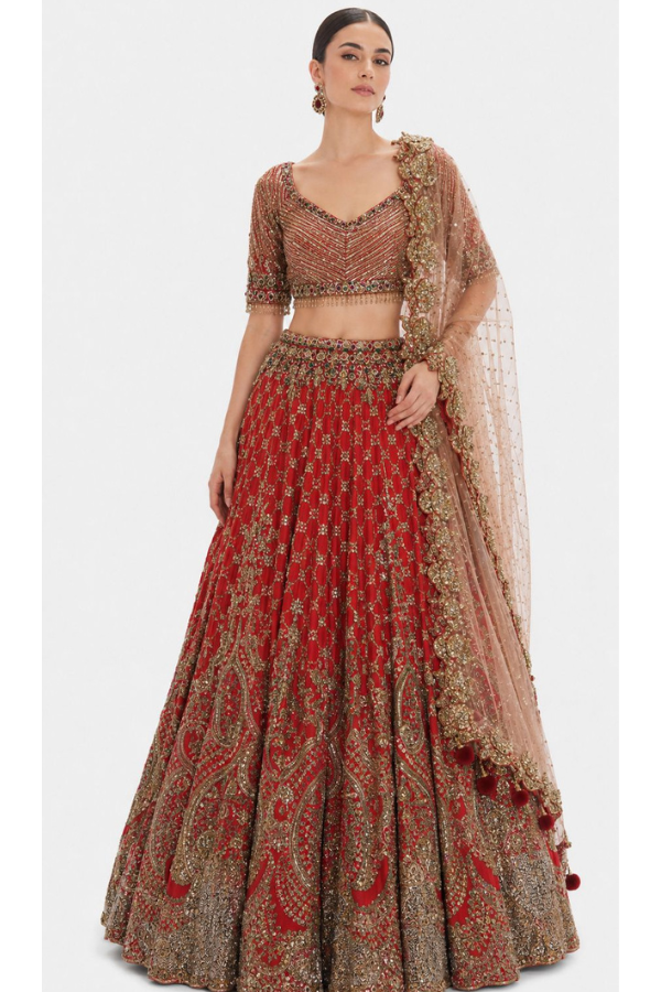 Red Embroidery Lehenga set