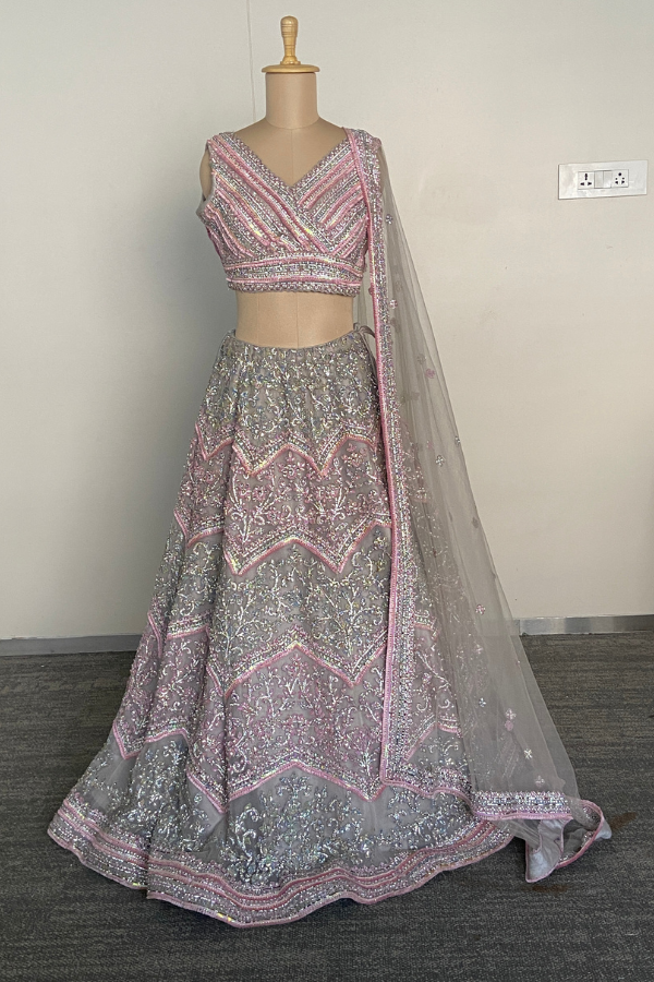 Rose tinted Shimmer lehenga set