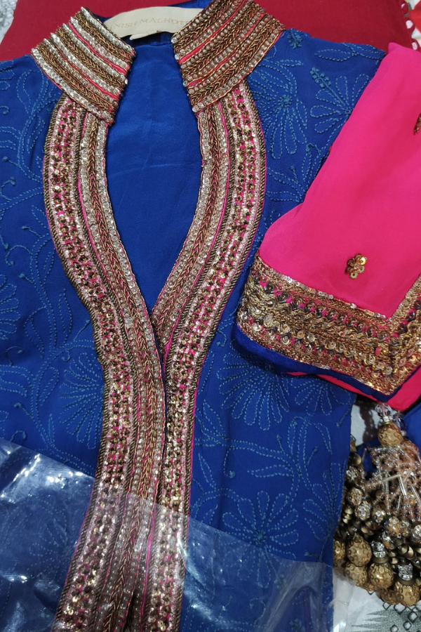 MANISH MALHOTRA blue embroidered suit set