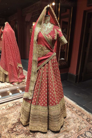 Sabyasachi Red embroidered bridal lehenga