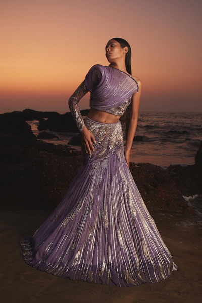 gaurav Gupta Shell Amethyst Lehenga