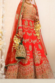 Shyamal and Bhumika red bridal lehenga