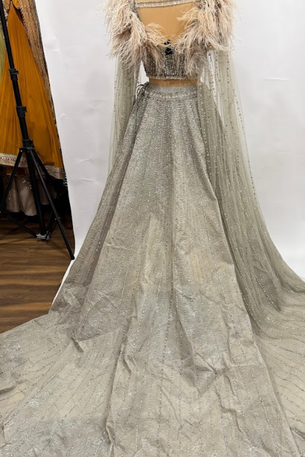 EJAAZ COUTURE GREY LEHENGA SET
