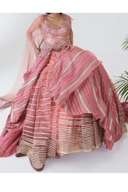 Shanthanu and Nikhil pink layered gown