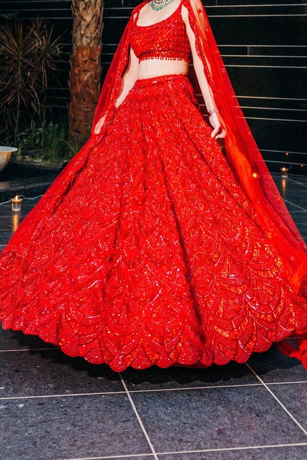 Seema Gujral Red sequins lehenga