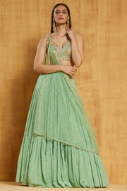 Chamee and Palak green lehenga set