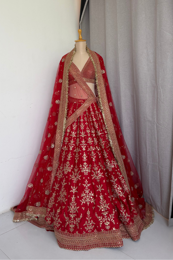 Red Zardosi Bridal Lehenga set