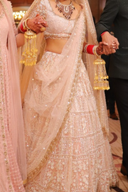 Seema Gujral baby pink lehenga set