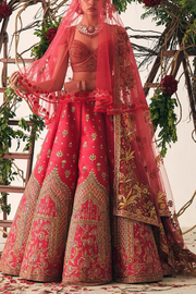 SULAKSHANA MONGA Red bridal kalidar lehenga set