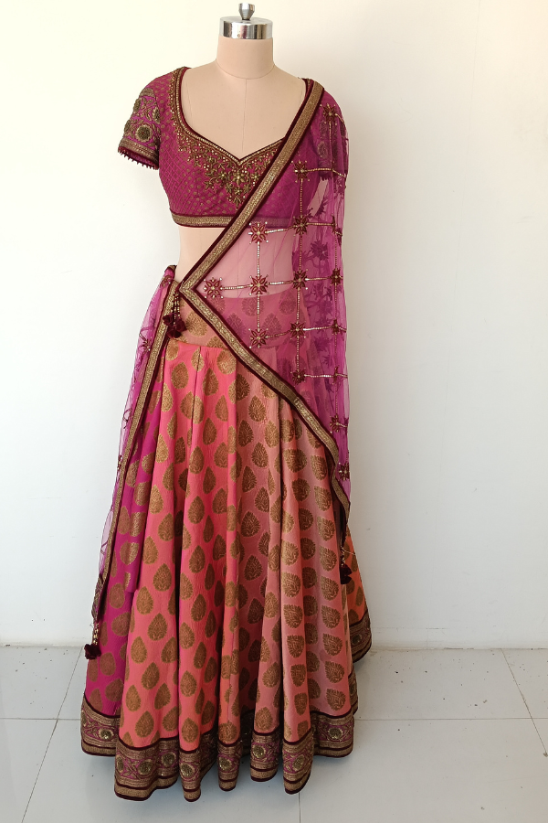 Rani Pink Brocade lehenga set