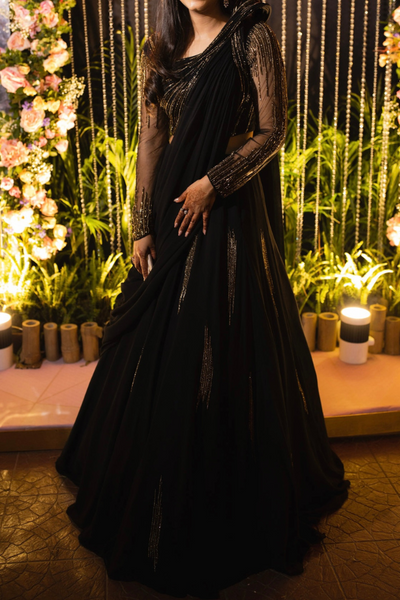 Gaurav Gupta black drape lehenga