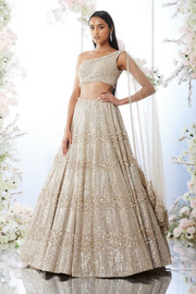 Seema Gujral Champagne Sequin Lehenga Set