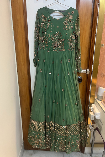 Astha Narang Green net anarkali set