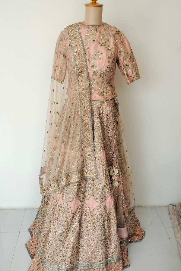 Pastel Rose Zari work lehenga set