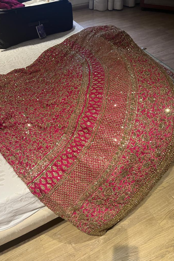Sabyasachi pink bridal lehenga discount