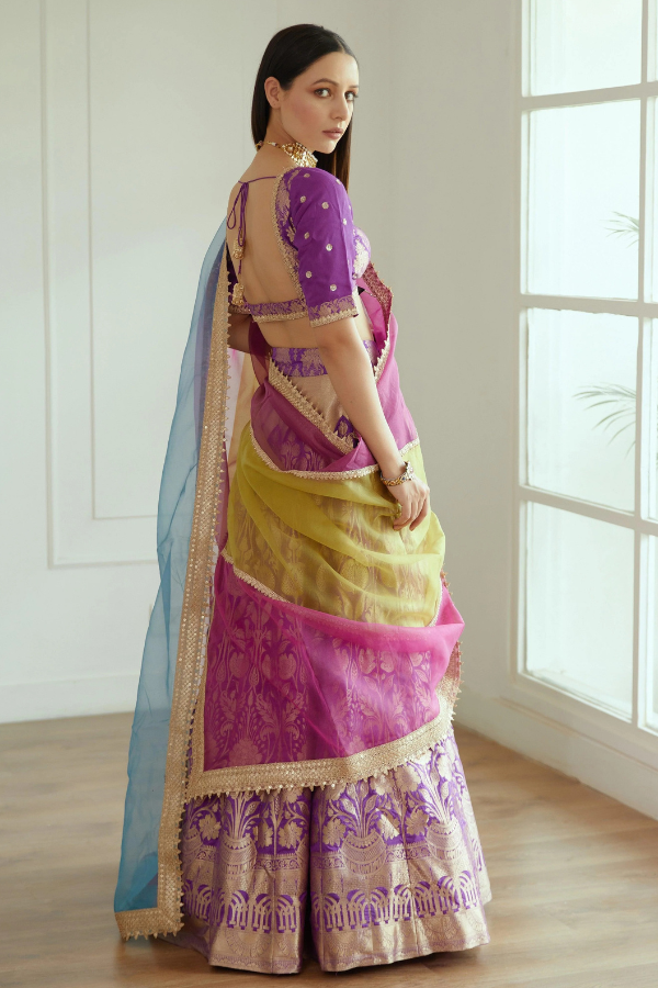 Purple Brocade Lehenga set